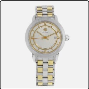 Tory Burch cream dial two tone date steel quartz women’s watch jewelry TRB1014